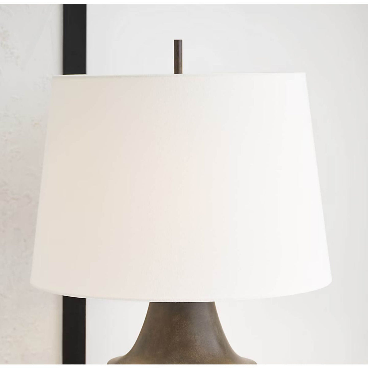 Thomas O'Brien Orly Large Table Lamp in Garden Bronze with Linen Shade W18" x H31.5"