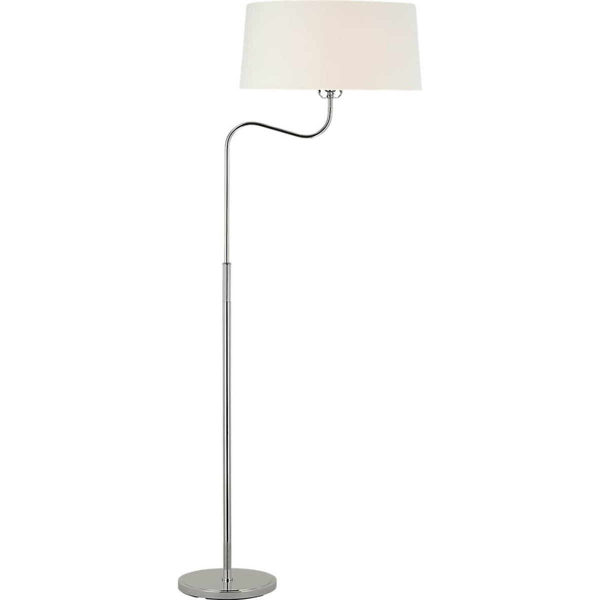 Thomas O'Brien Canto Large Adjustable Floor Lamp in Polished Nickel with Linen Shade W17" x H49.75" - 59.75" x E24.5"