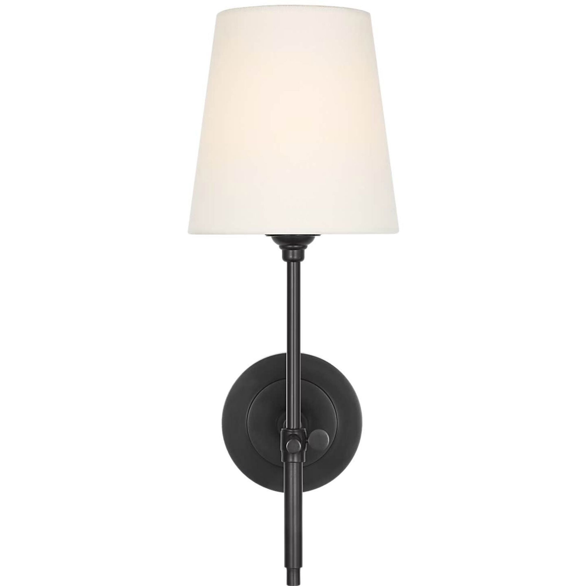 Thomas O'Brien Bryant 15" Cordless Sconce in Bronze with Linen Shade W5.5" x H15.25" x E8.5"