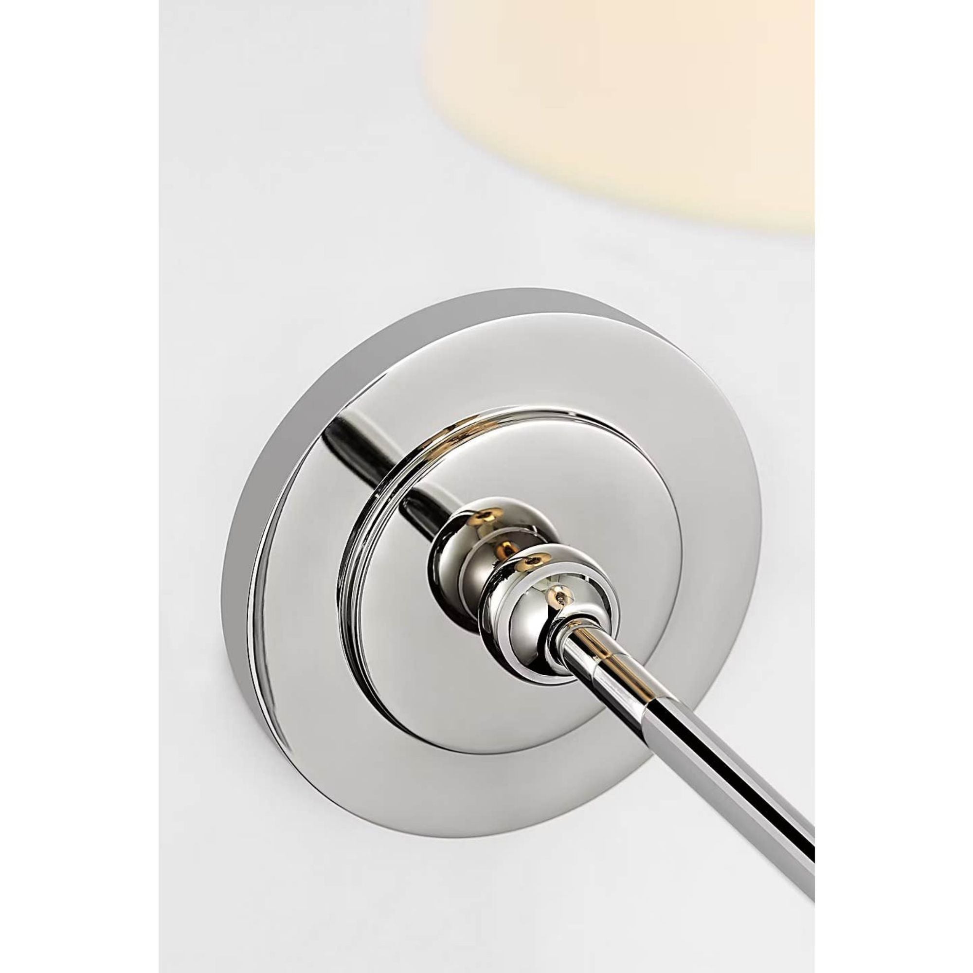 Thomas O'Brien Bryant 15" Cordless Sconce in Polished Nickel with Linen Shade W5.5" x H15.25" x E8.5"