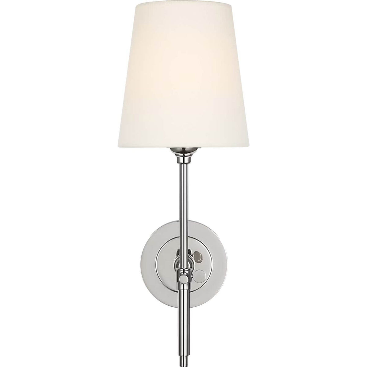 Thomas O'Brien Bryant 15" Cordless Sconce in Polished Nickel with Linen Shade W5.5" x H15.25" x E8.5"