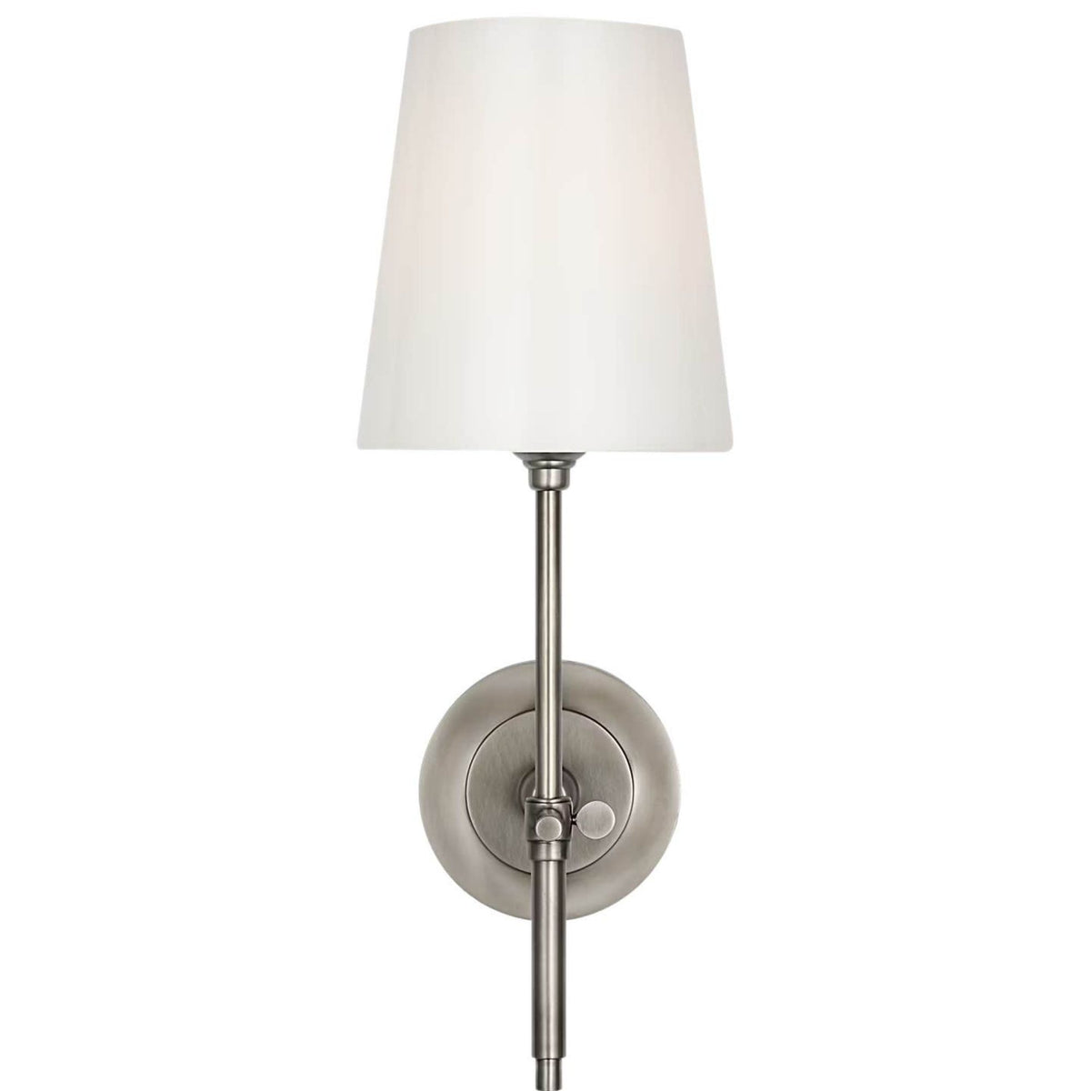 Thomas O'Brien Bryant 15" Cordless Bath Sconce in Antique Nickel with White Glass W5.5" x H15" x E8.5"