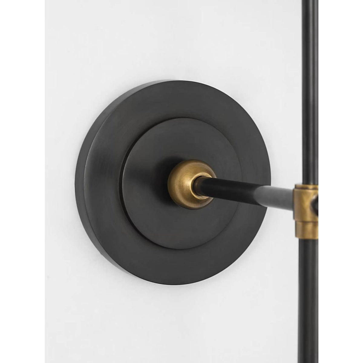 Thomas O'Brien Bryant 15" Cordless Bath Sconce in Bronze and Hand-Rubbed Antique Brass with White Glass W5.5" x H15" x E8.5"