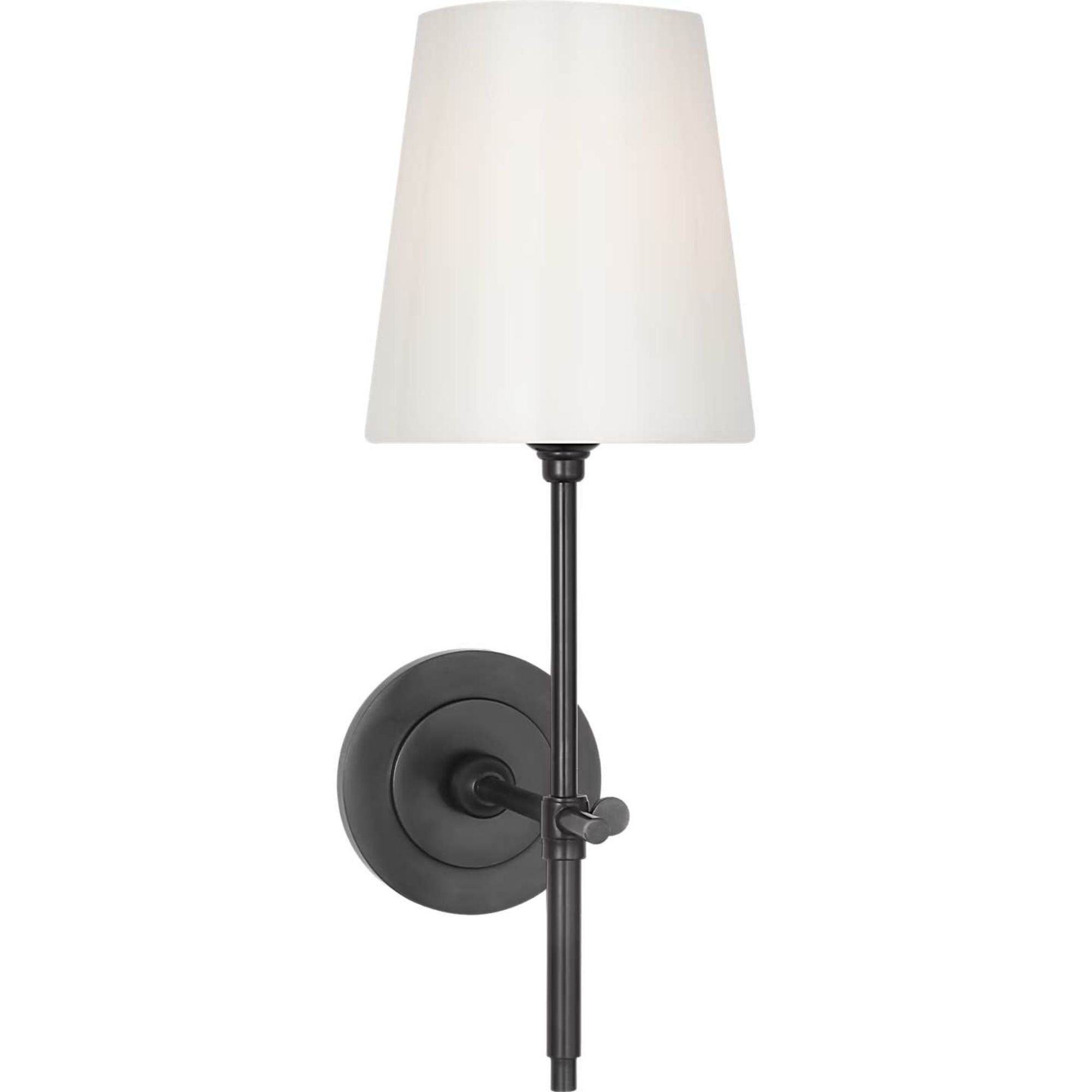 Thomas O'Brien Bryant 15" Cordless Bath Sconce in Bronze with White Glass W5.5" x H15" x E8.5"