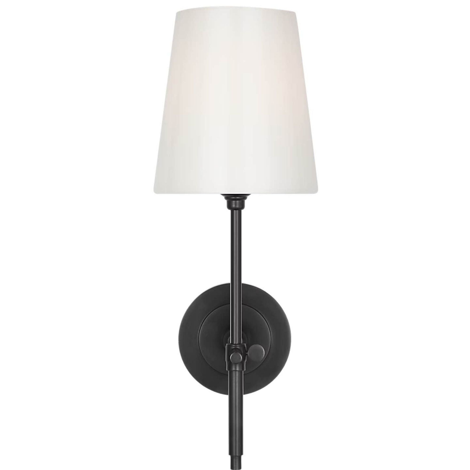Thomas O'Brien Bryant 15" Cordless Bath Sconce in Bronze with White Glass W5.5" x H15" x E8.5"
