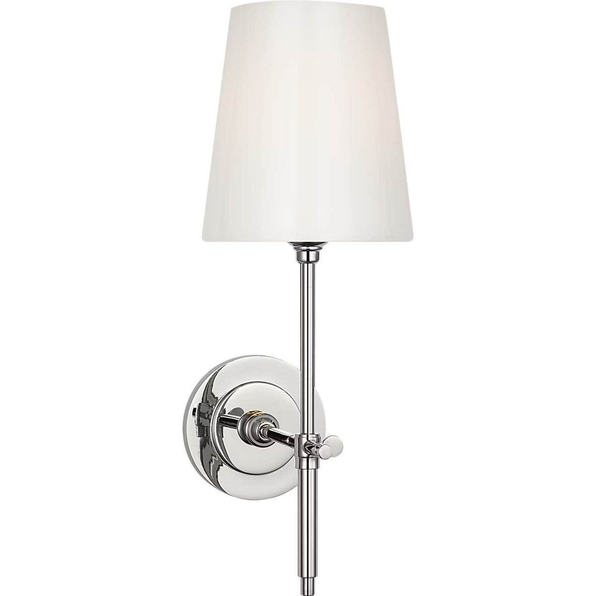 Thomas O'Brien Bryant 15" Cordless Bath Sconce in Polished Nickel with White Glass W5.5" x H15" x E8.5"