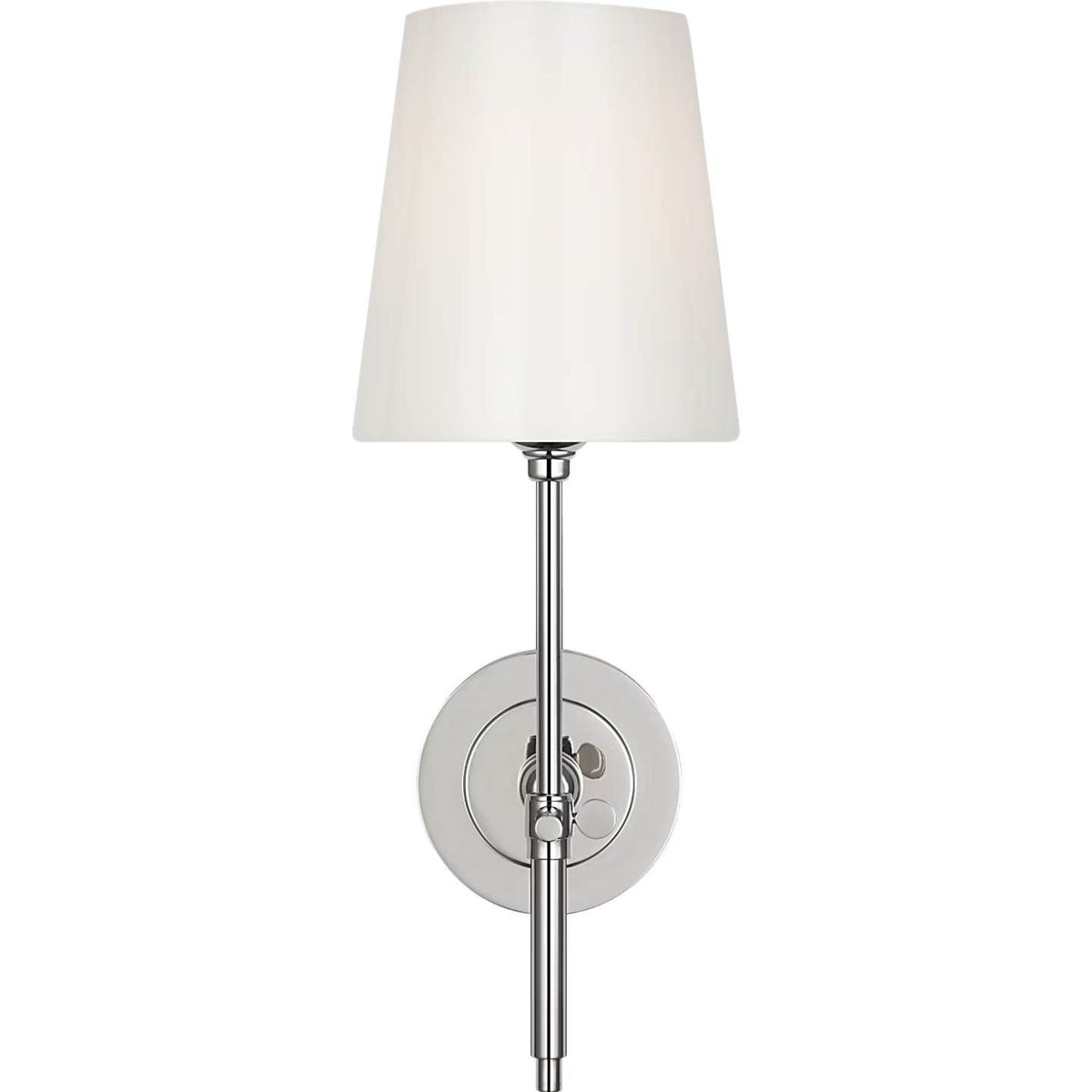 Thomas O'Brien Bryant 15" Cordless Bath Sconce in Polished Nickel with White Glass W5.5" x H15" x E8.5"