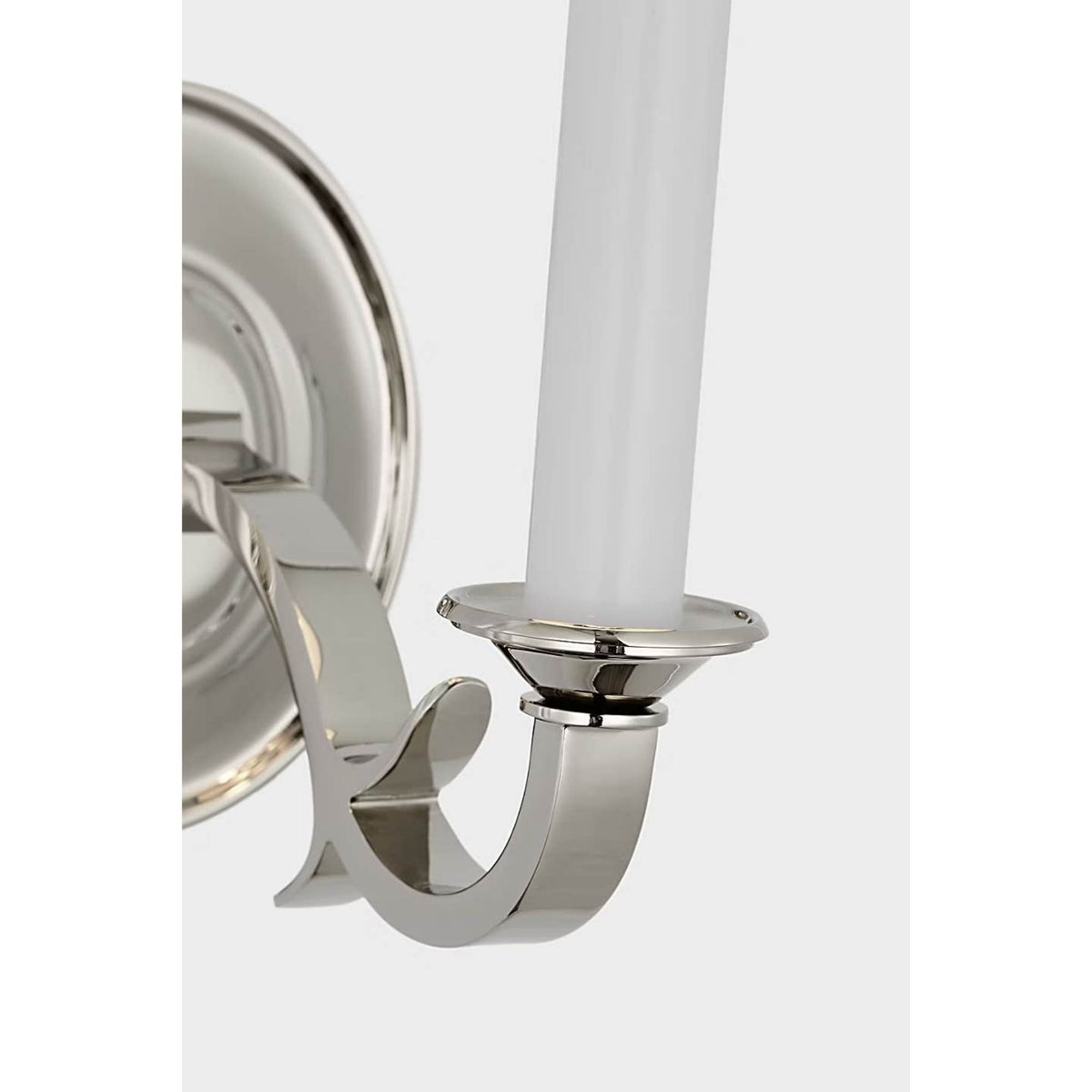 Thomas O'Brien Channing Single Sconce in Polished Nickel with Linen Shade W6" x H13.5" x E9.5"