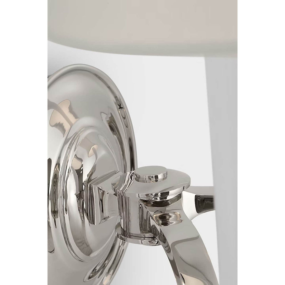 Thomas O'Brien Channing Double Sconce in Polished Nickel with Linen Shades W14.5" x H13.5" x E9.5"