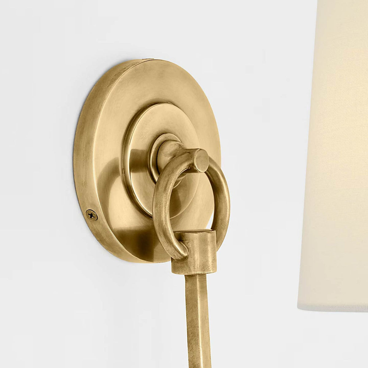 Thomas O'Brien Reed Single Sconce in Hand-Rubbed Antique Brass with Linen Shade W5" x H13" x E10.5"