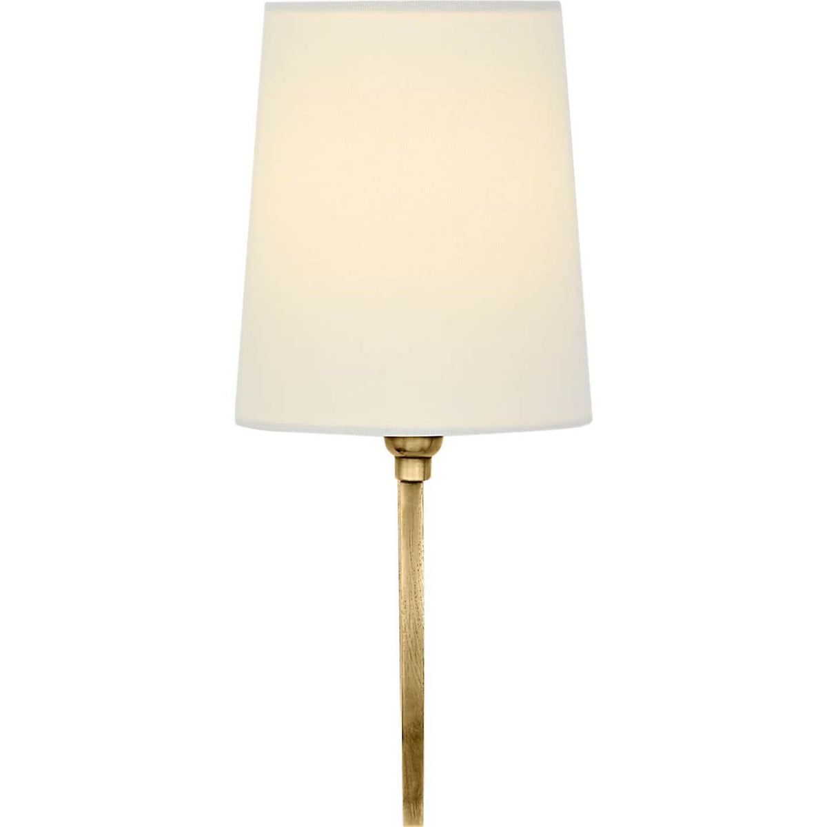 Thomas O'Brien Reed Single Sconce in Hand-Rubbed Antique Brass with Linen Shade W5" x H13" x E10.5"