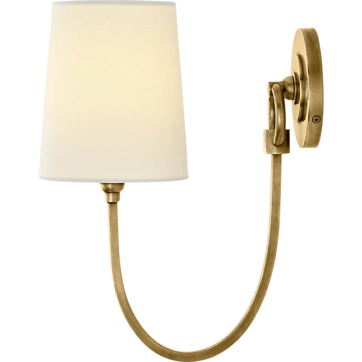 Thomas O'Brien Reed Single Sconce in Hand-Rubbed Antique Brass with Linen Shade W5" x H13" x E10.5"