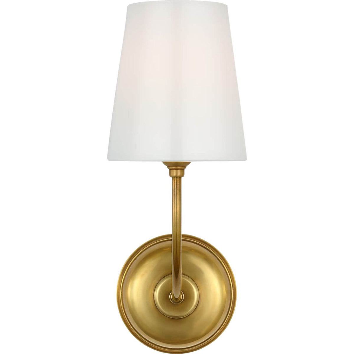 Thomas O'Brien Vendome Single Sconce in Hand-Rubbed Antique Brass with White Glass W5.5" x H14.5" x E8.5"