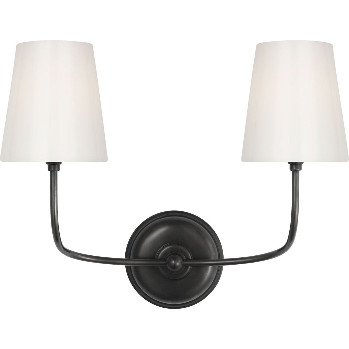 Thomas O'Brien Vendome Double Sconce in Bronze with White Glass W17.75" x H14.75" x E8.5"