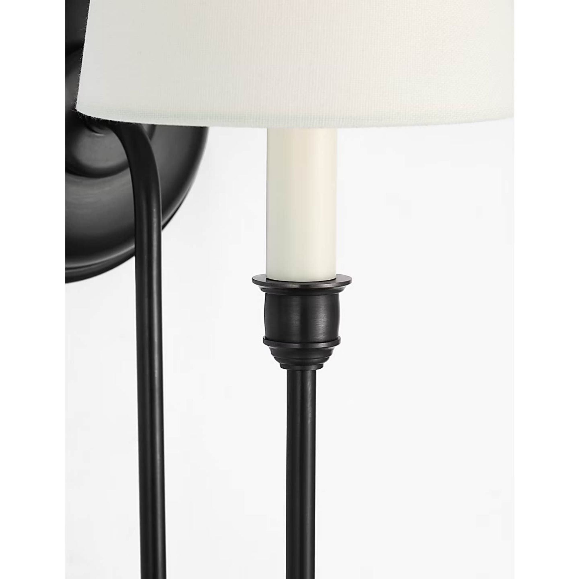 Thomas O'Brien Vendome 21" Deep Arm Sconce in Bronze with Linen Shade W5.5" x H20.75" x E9.75"