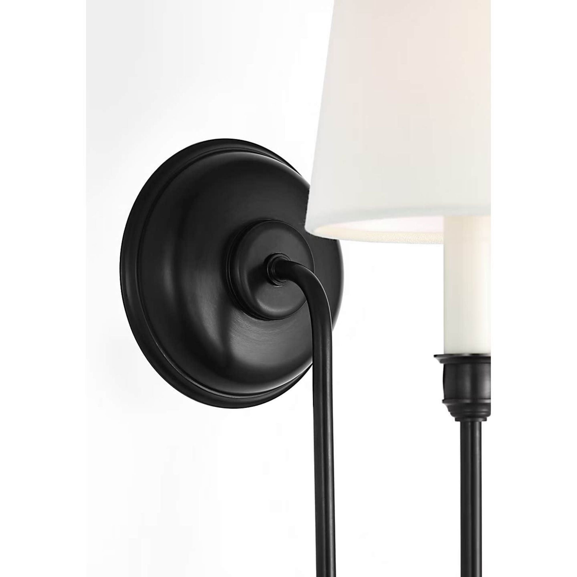 Thomas O'Brien Vendome 21" Deep Arm Sconce in Bronze with Linen Shade W5.5" x H20.75" x E9.75"