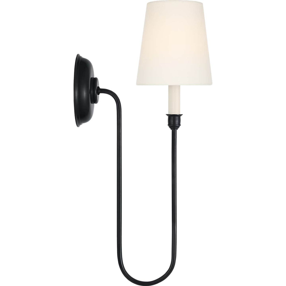 Thomas O'Brien Vendome 21" Deep Arm Sconce in Bronze with Linen Shade W5.5" x H20.75" x E9.75"