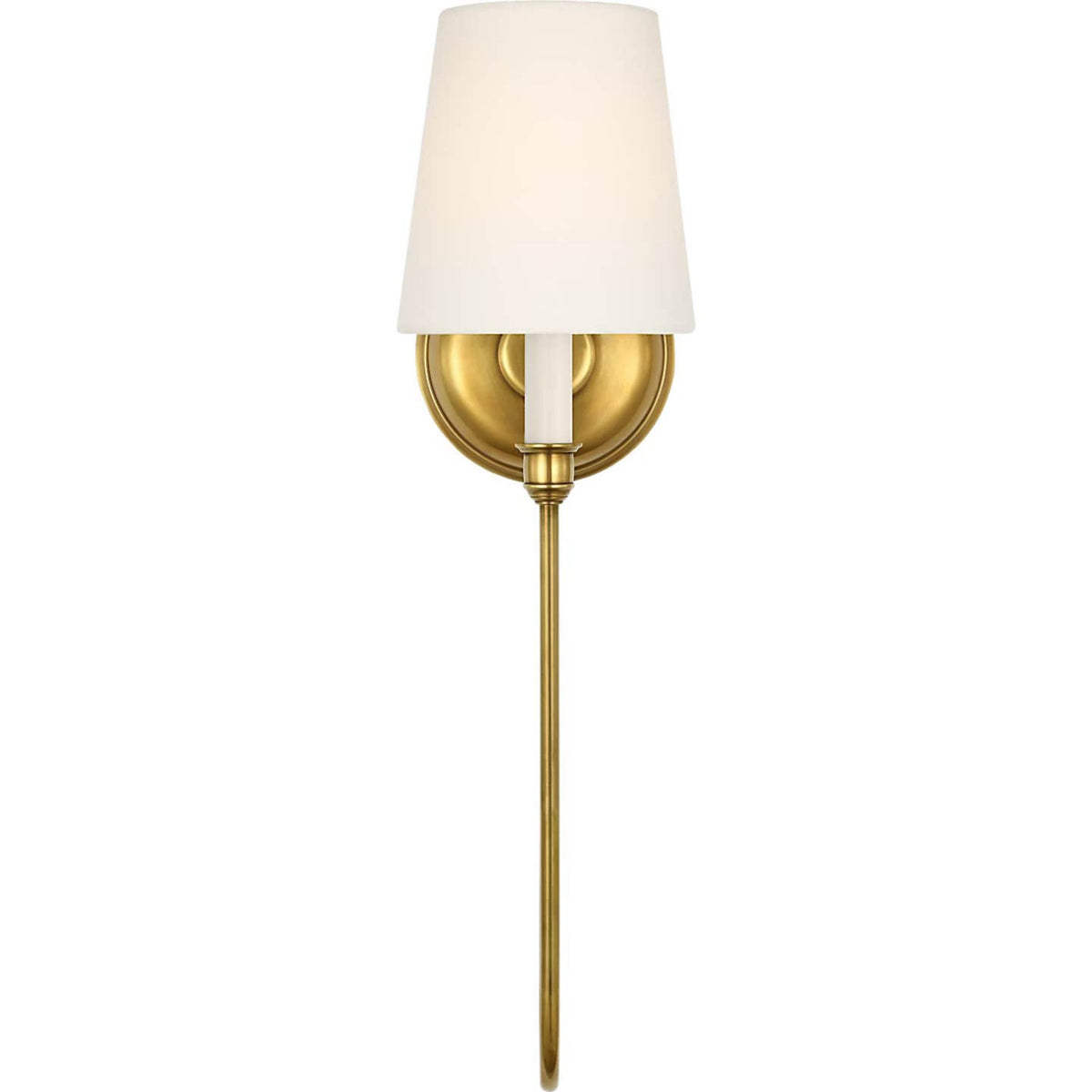 Thomas O'Brien Vendome 21" Deep Arm Sconce in Hand-Rubbed Antique Brass with Linen Shade W5.5" x H20.75" x E9.75"