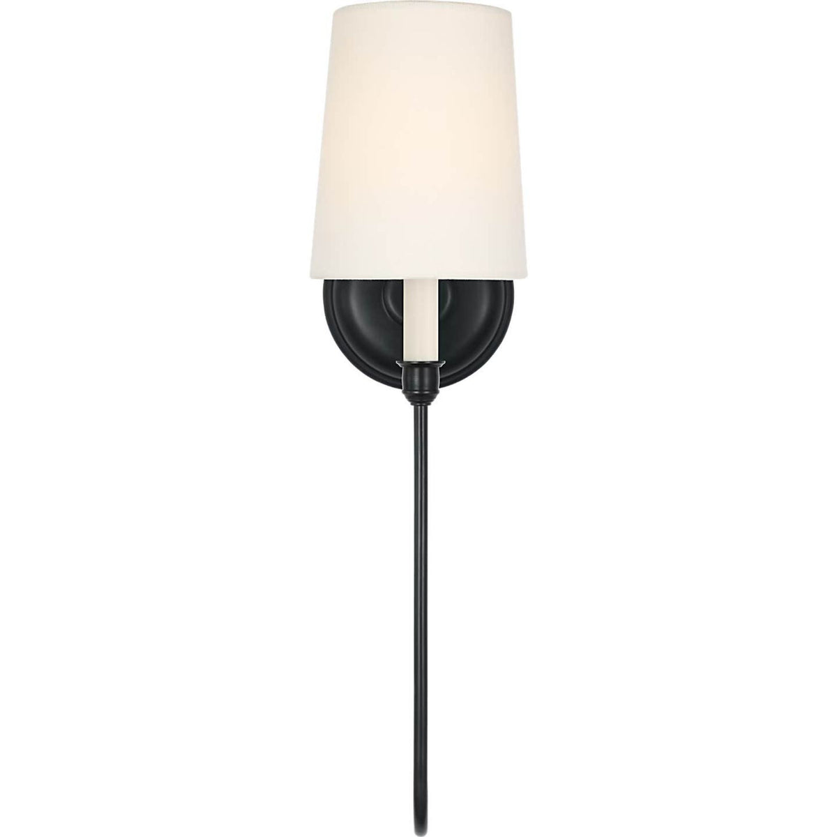 Thomas O'Brien Vendome 21" Deep Arm Cordless Sconce in Bronze with Linen Shade W5.5" x H21" x E9.75"