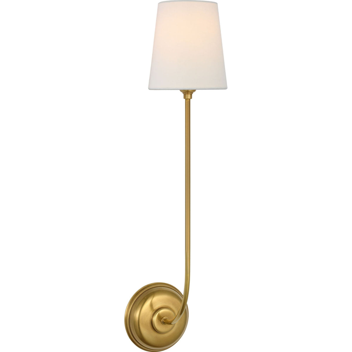 Thomas O'Brien Vendome 26" Single Sconce in Hand-Rubbed Antique Brass with Linen Shade W5.5" x H25.75" x E8.25"