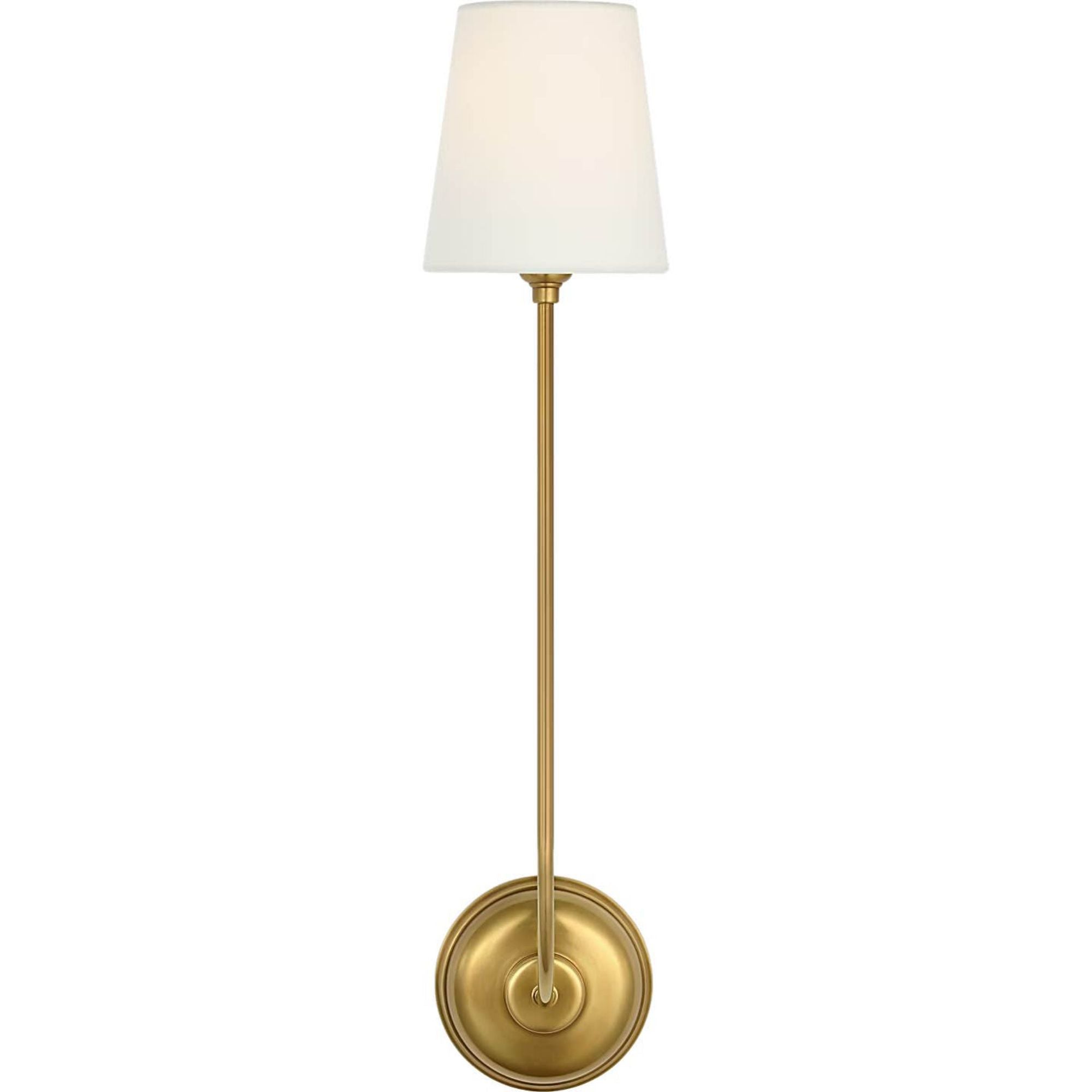 Thomas O'Brien Vendome 26" Single Sconce in Hand-Rubbed Antique Brass with Linen Shade W5.5" x H25.75" x E8.25"