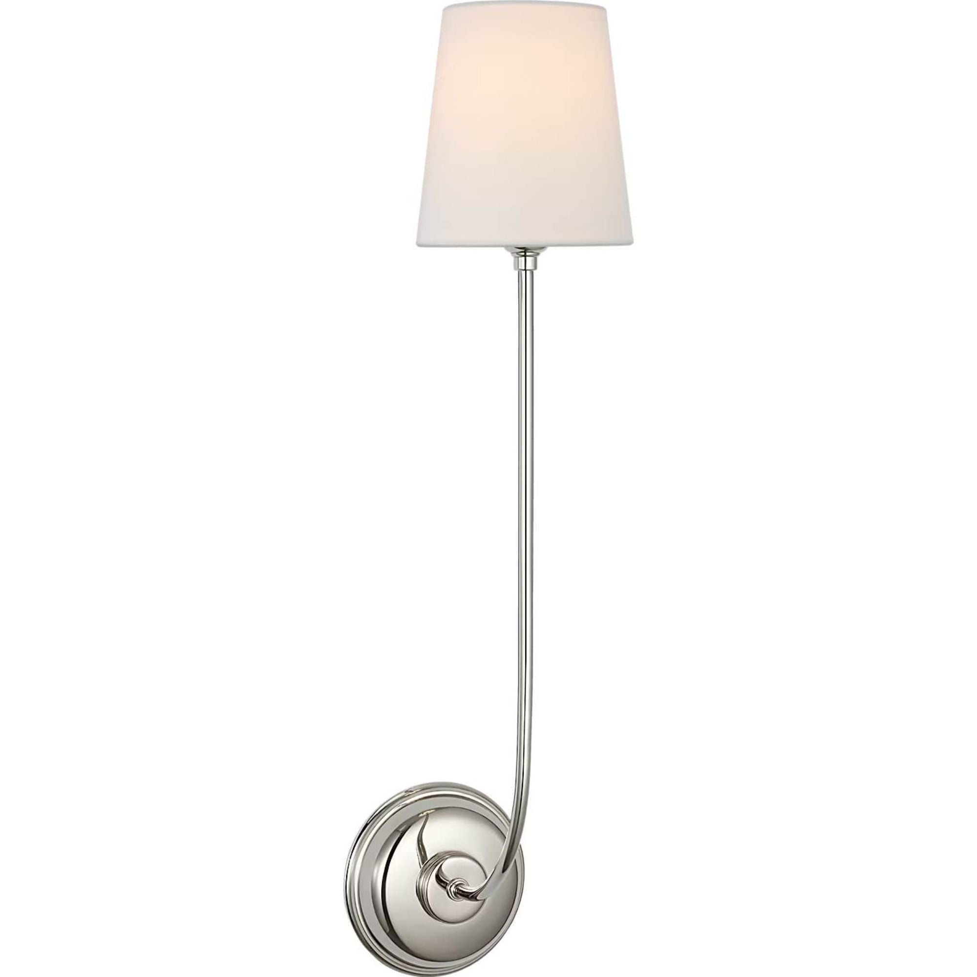 Thomas O'Brien Vendome 26" Single Sconce in Polished Nickel with Linen Shade W5.5" x H25.75" x E8.25"