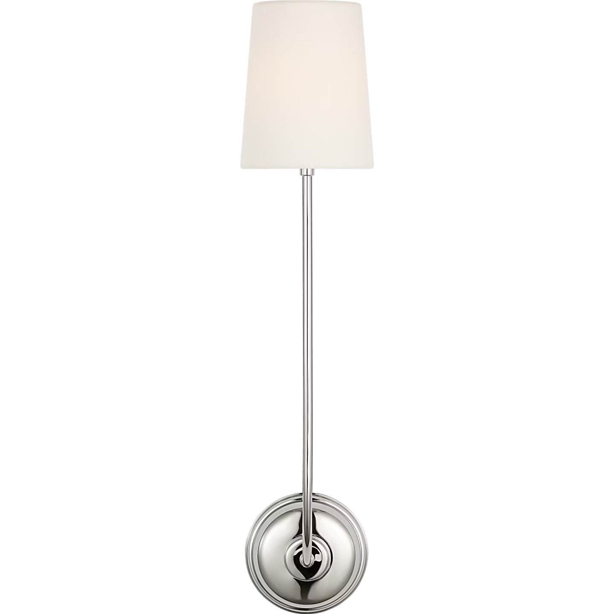 Thomas O'Brien Vendome 26" Single Cordless Sconce in Polished Nickel with Linen Shade W5.5" x H26.25" x E8.25"
