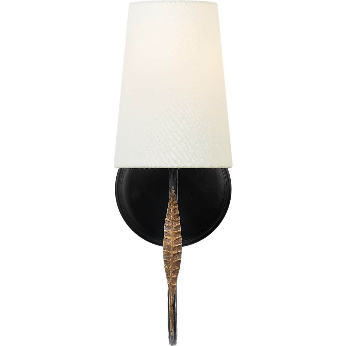 Thomas O'Brien Kairos 14" Single Sconce in Aged Iron and Roman Bronze with Linen Shade W5.25" x H14.25" x E6.75"