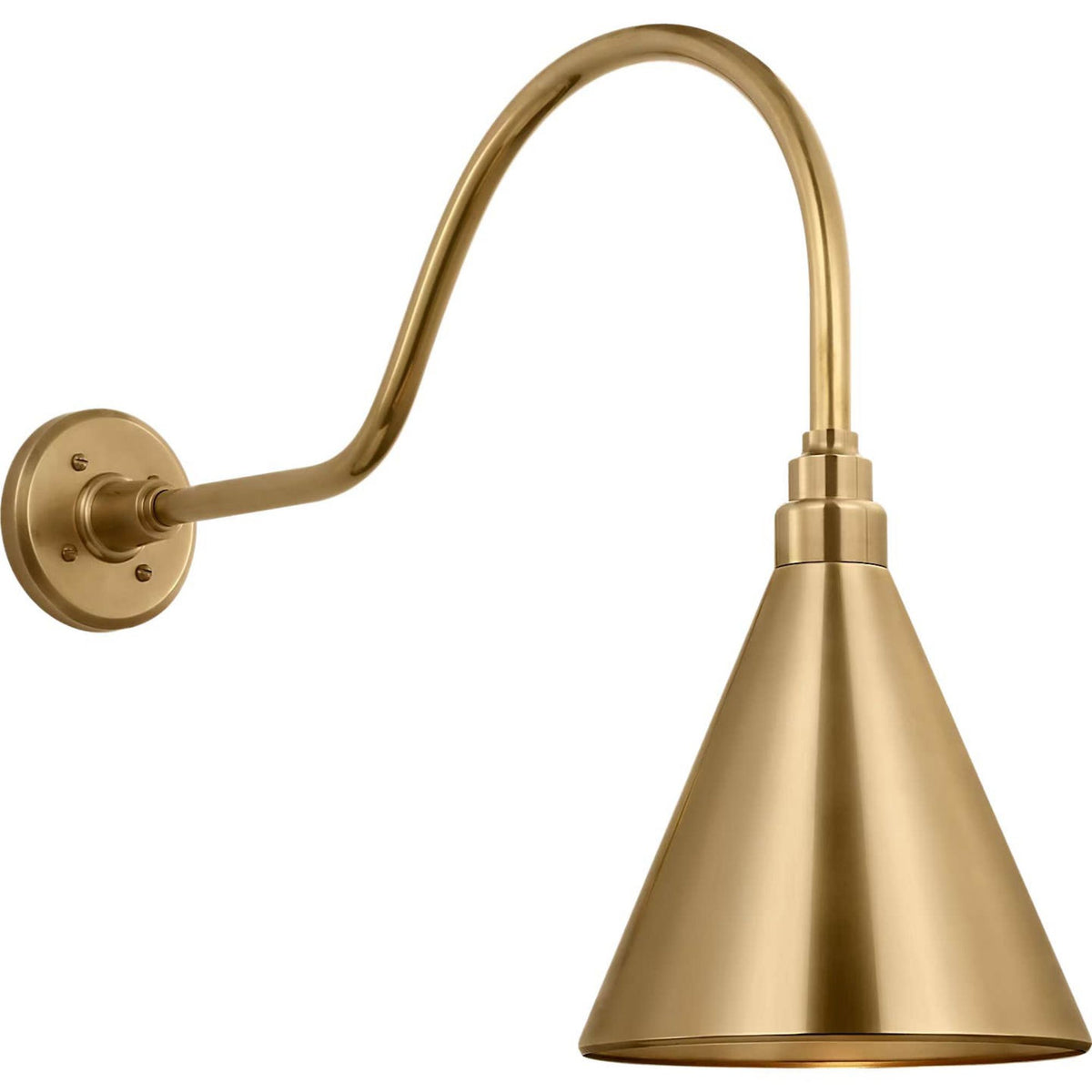 Thomas O'Brien Academy 23" Flynn Barn Light in Hand-Rubbed Antique Brass with 9" Conical Savannah Shade W9" x H19.25" x E27"