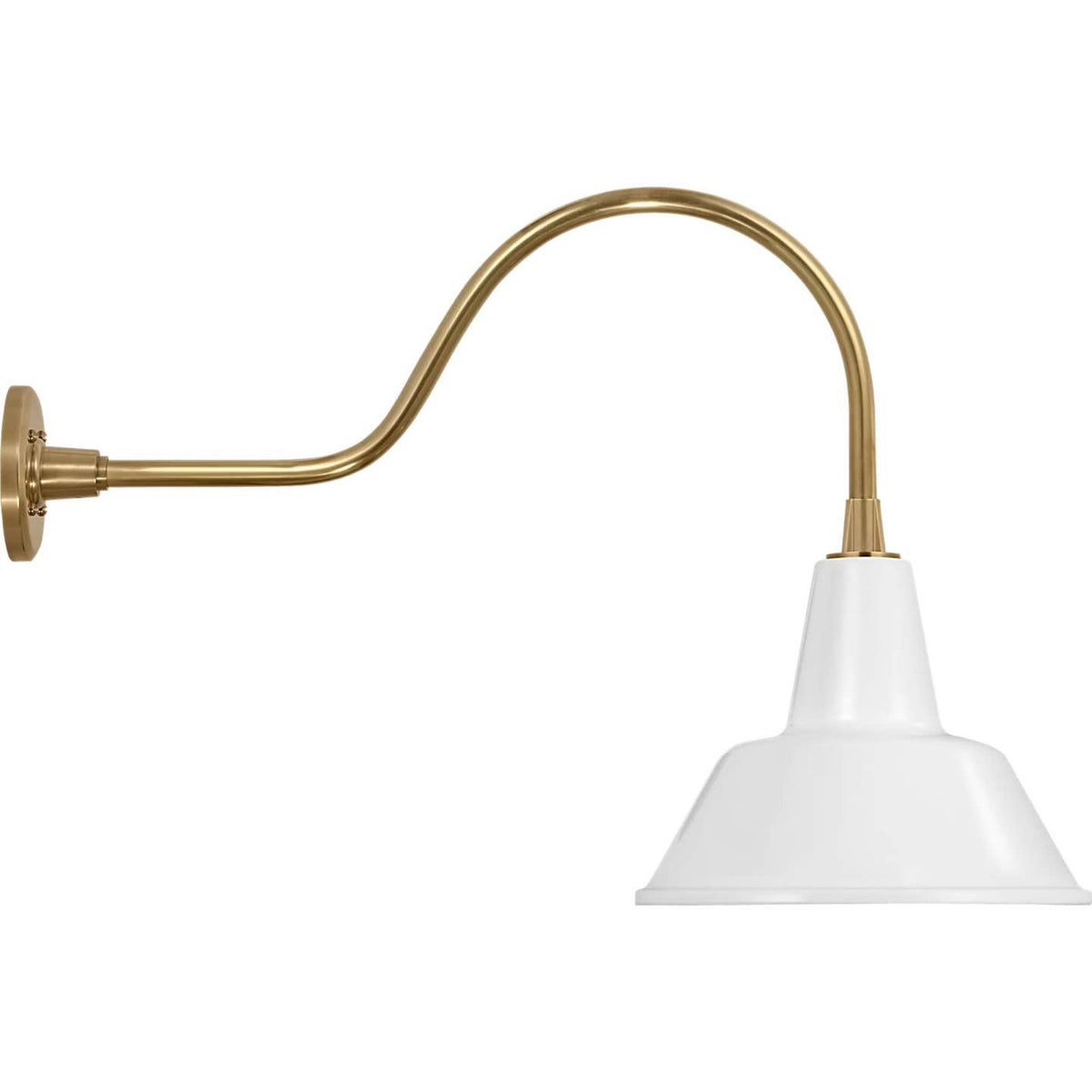 Thomas O'Brien Academy 23" Flynn Barn Light in Hand-Rubbed Antique Brass with 12.5" White Bowers Shade W12.5" x H19" x E28.75"