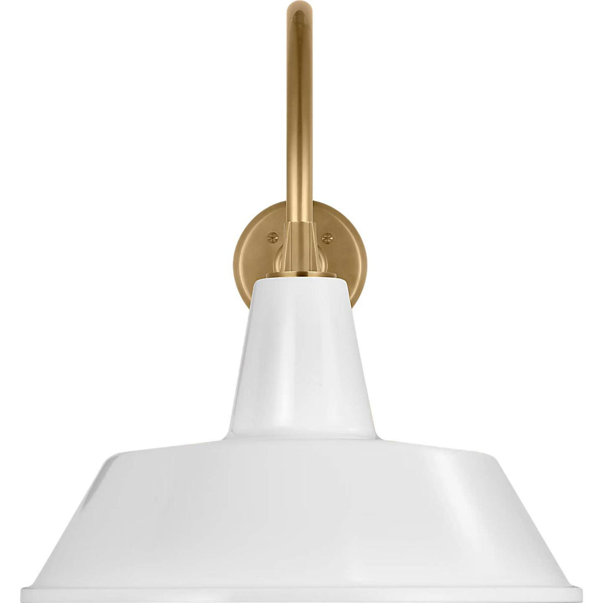 Thomas O'Brien Academy 23" Flynn Barn Light in Hand-Rubbed Antique Brass with 16" White Bowers Shade W16" x H19" x E30.75"