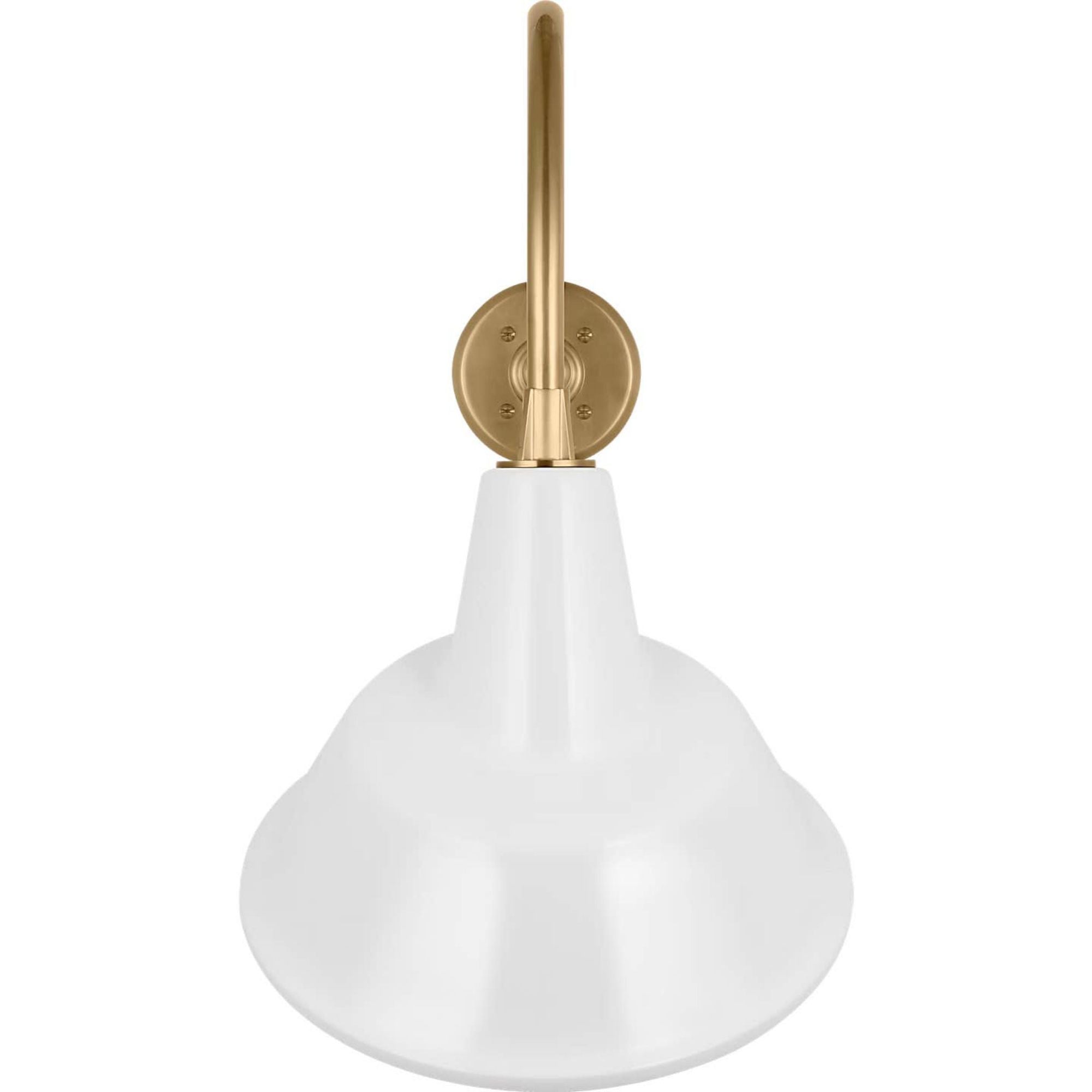 Thomas O'Brien Academy 23" Flynn Barn Light in Hand-Rubbed Antique Brass with 12.5" White Tilted Bowers Shade W12.5" x H22" x E26.25"
