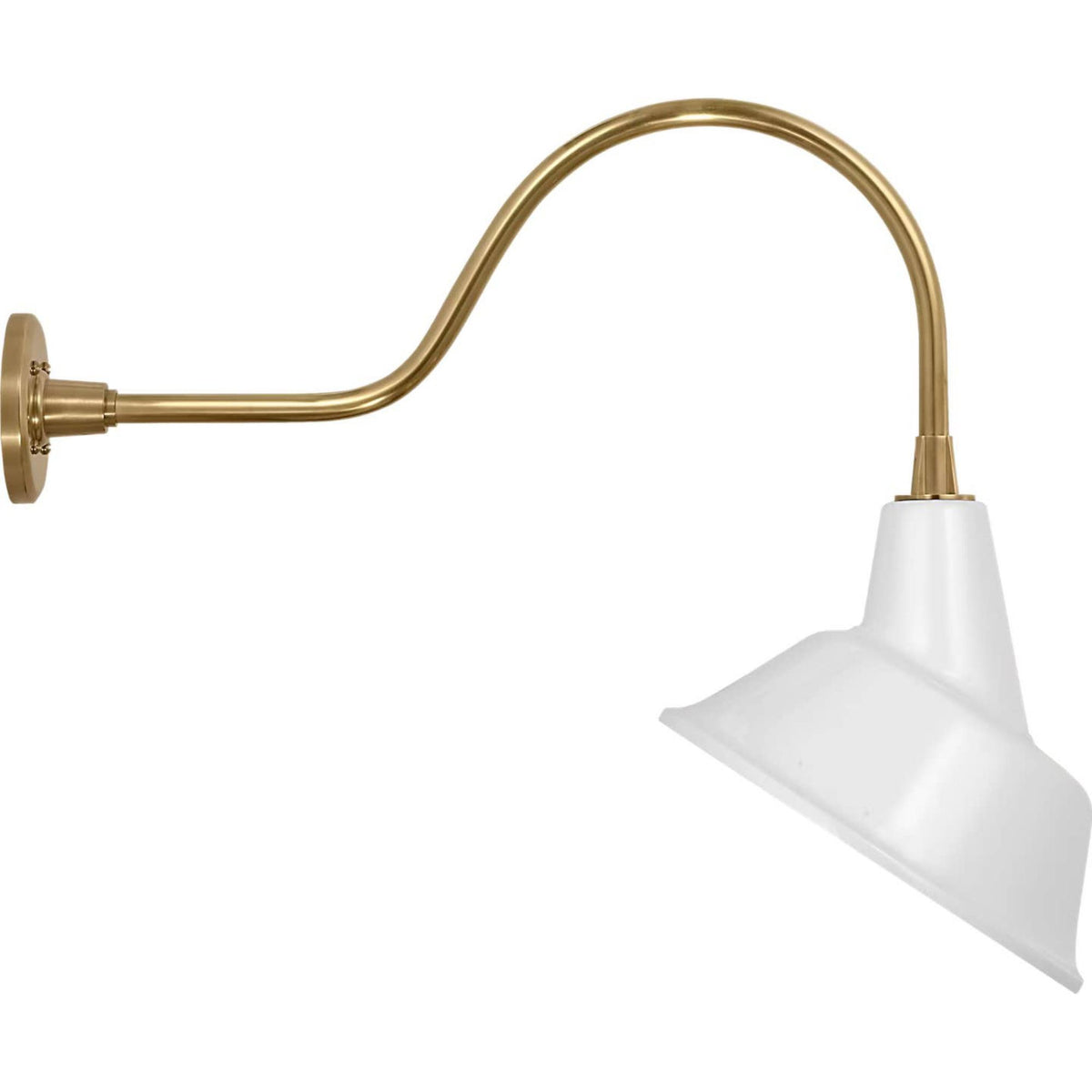 Thomas O'Brien Academy 23" Flynn Barn Light in Hand-Rubbed Antique Brass with 12.5" White Tilted Bowers Shade W12.5" x H22" x E26.25"
