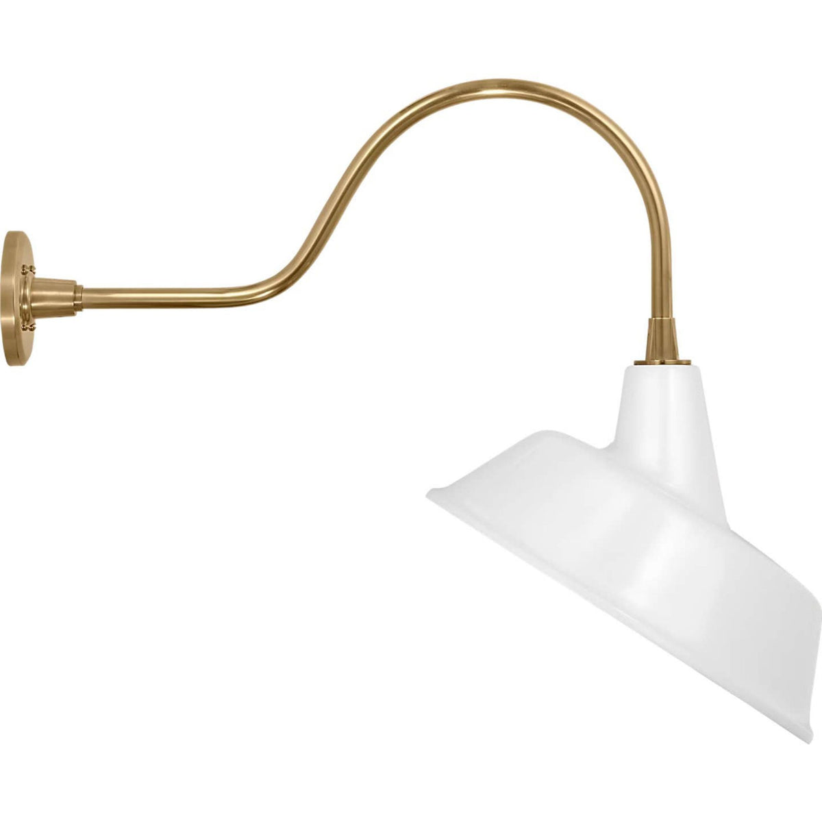 Thomas O'Brien Academy 23" Flynn Barn Light in Hand-Rubbed Antique Brass with 16" White Tilted Bowers Shade W16" x H23" x E27.75"