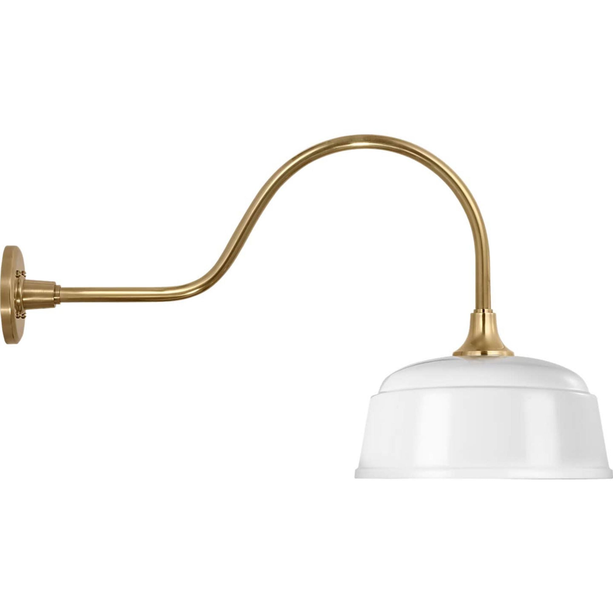 Thomas O'Brien Academy 23" Flynn Barn Light in Hand-Rubbed Antique Brass with 12.5" White Rockhouse Shade W12.5" x H16.5" x E28.75"
