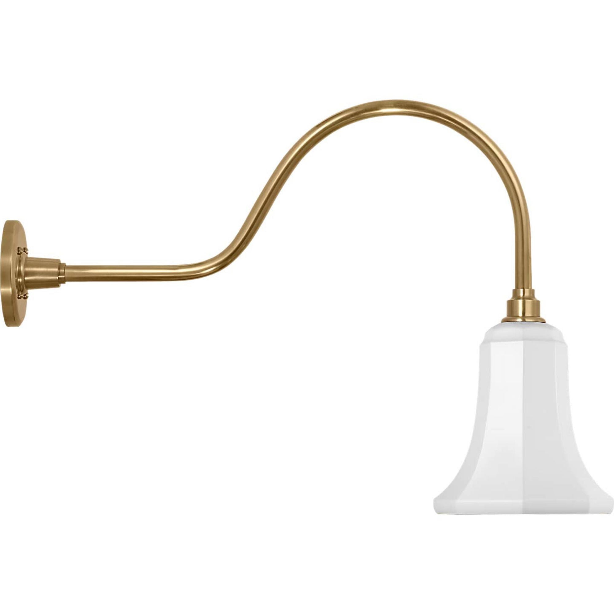 Thomas O'Brien Academy 23" Flynn Barn Light in Hand-Rubbed Antique Brass with 7.5" White Savannah Shade W7.5" x H18.5" x E26.25"