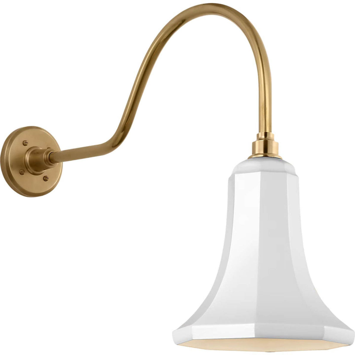 Thomas O'Brien Academy 23" Flynn Barn Light in Hand-Rubbed Antique Brass with 9.25" White Savannah Shade W9.25" x H20.25" x E27.25"