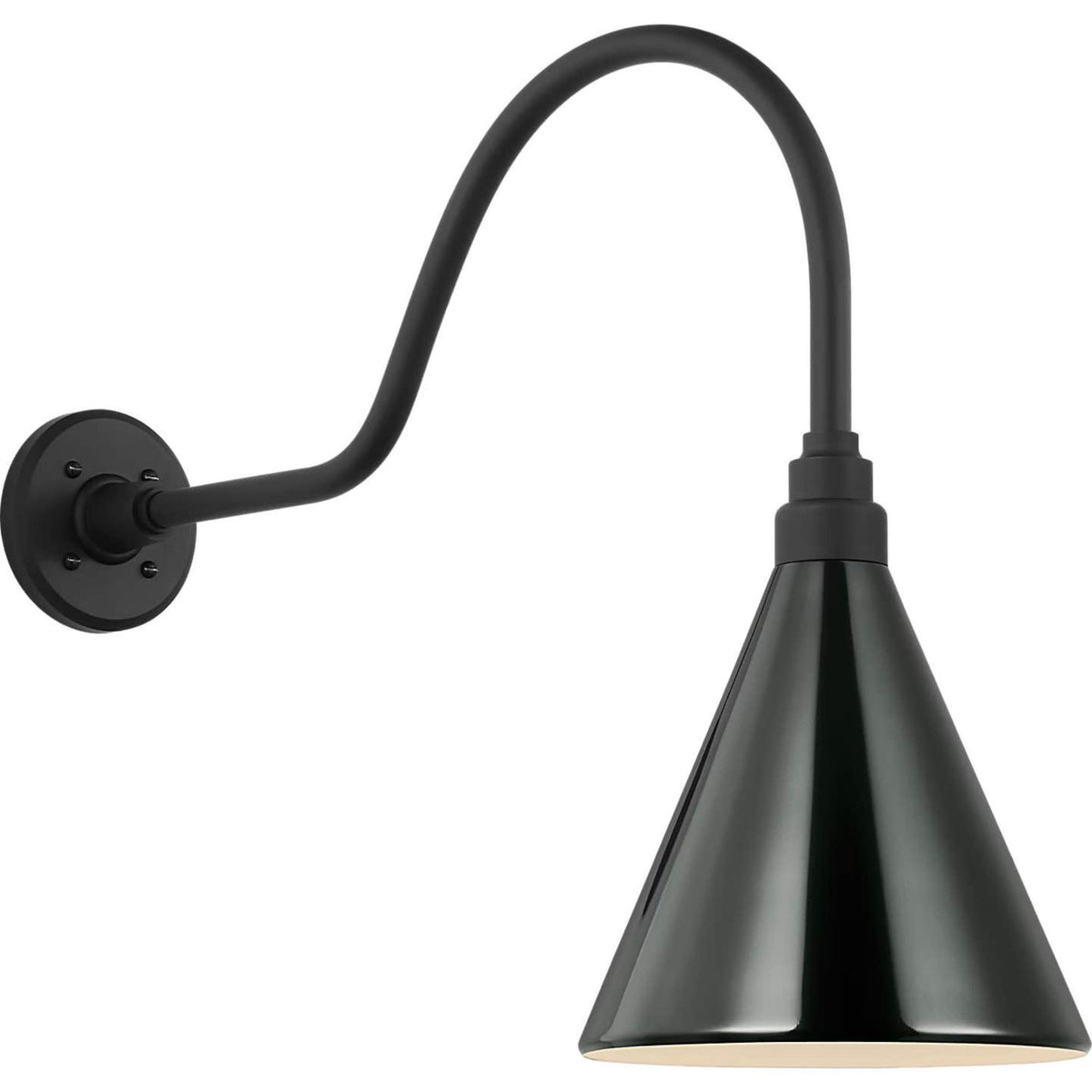 Thomas O'Brien Academy 23" Flynn Barn Light in Matte Black with 9" Green Conical Savannah Shade W9" x H19.25" x E27"