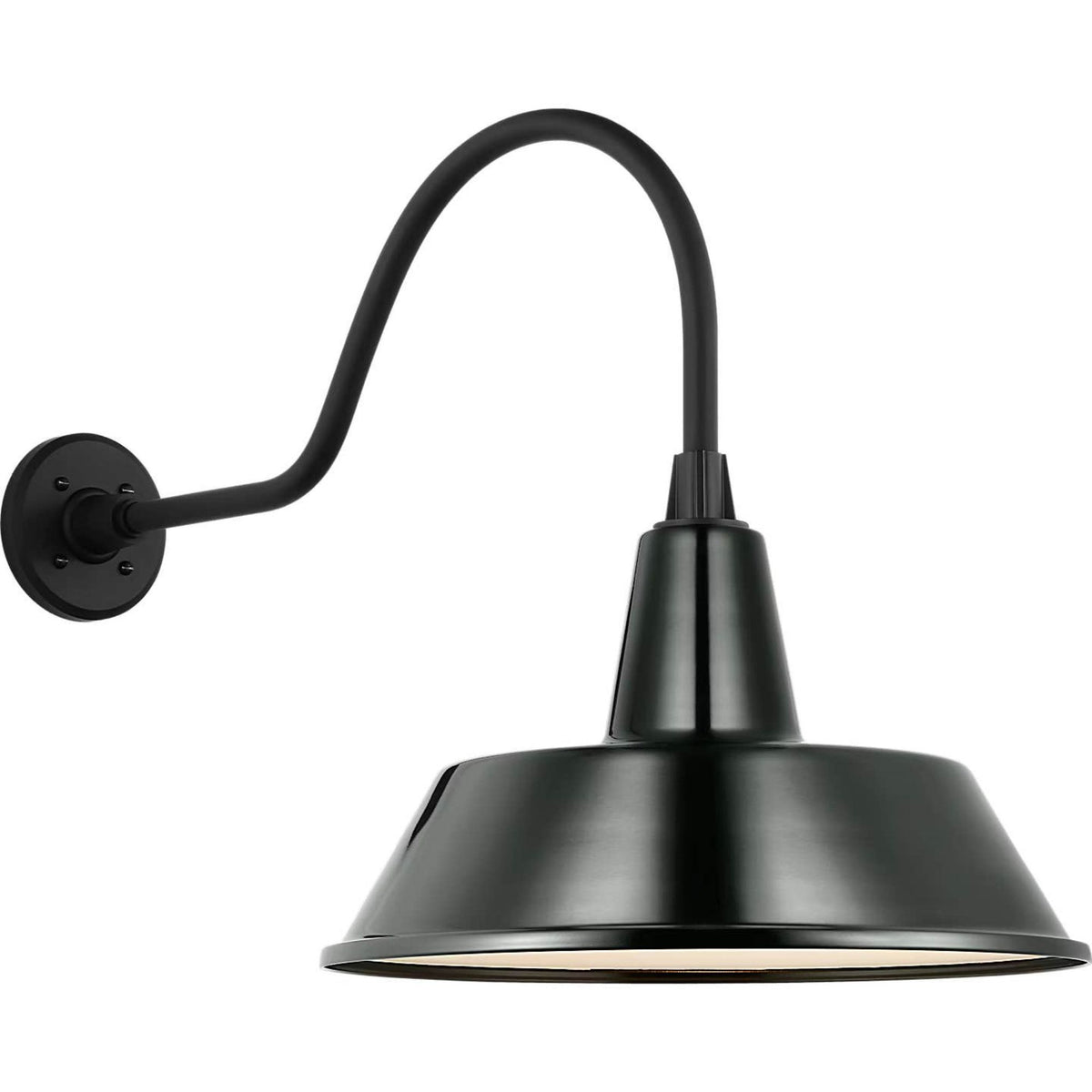 Thomas O'Brien Academy 23" Flynn Barn Light in Matte Black with 16" Green Bowers Shade W16" x H19" x E30.75"