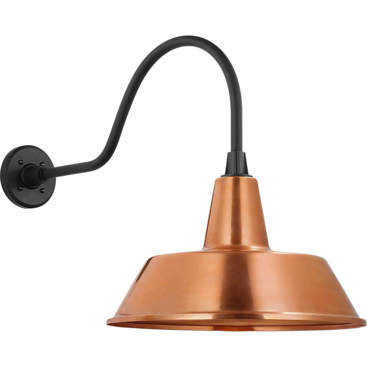 Thomas O'Brien Academy 23" Flynn Barn Light in Matte Black with 16" Soft Copper Bowers Shade W16" x H19" x E30.75"