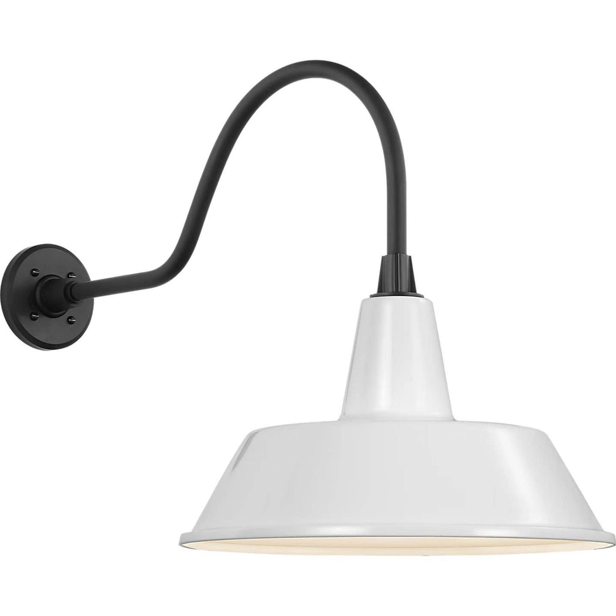 Thomas O'Brien Academy 23" Flynn Barn Light in Matte Black with 16" White Bowers Shade W16" x H19" x E30.75"