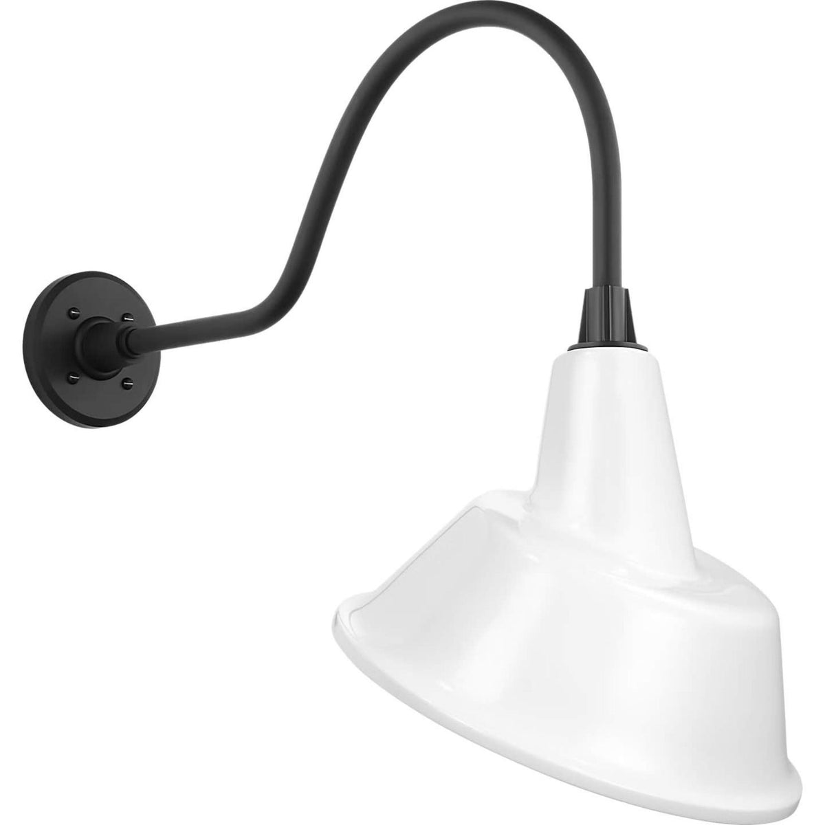 Thomas O'Brien Academy 23" Flynn Barn Light in Matte Black with 12.5" White Tilted Bowers Shade W12.5" x H22" x E26.25"