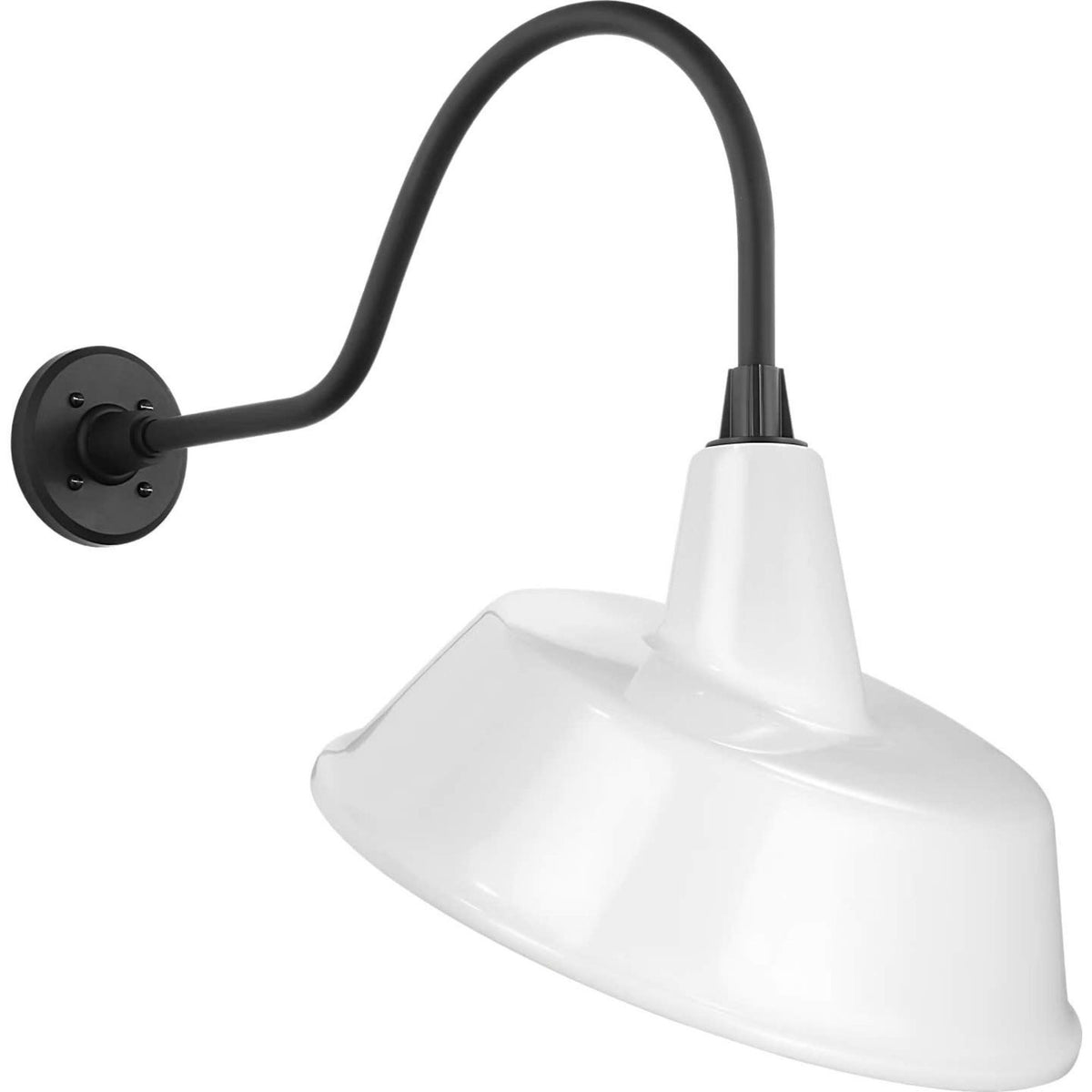 Thomas O'Brien Academy 23" Flynn Barn Light in Matte Black with 16" White Tilted Bowers Shade W16" x H23" x E27.75"