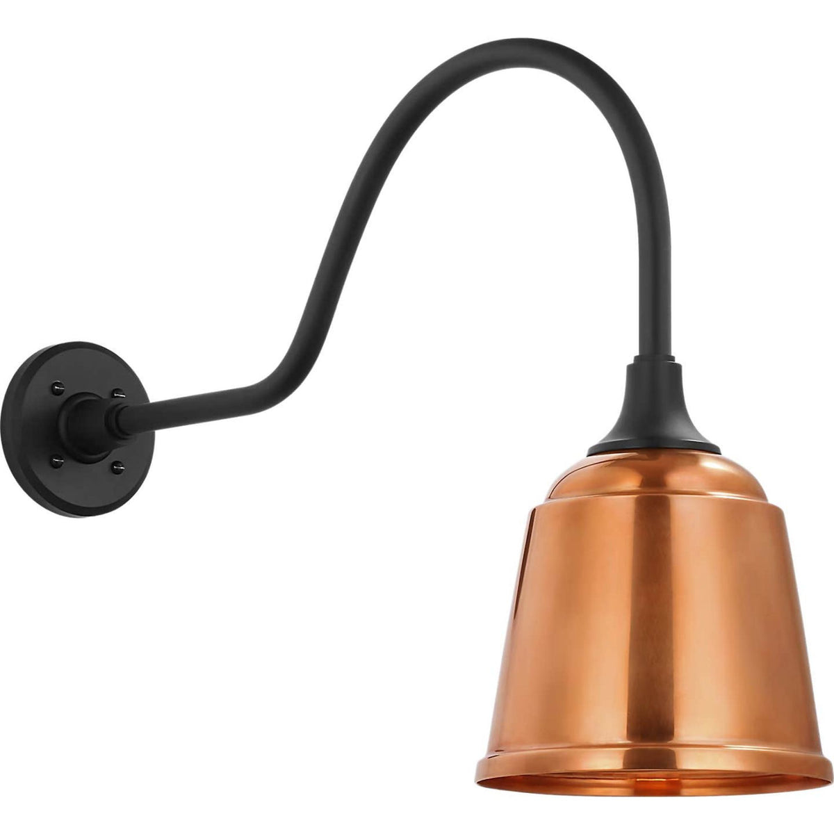 Thomas O'Brien Academy 23" Flynn Barn Light in Matte Black with 8" Soft Copper Rockhouse Shade W8" x H18" x E26.5"