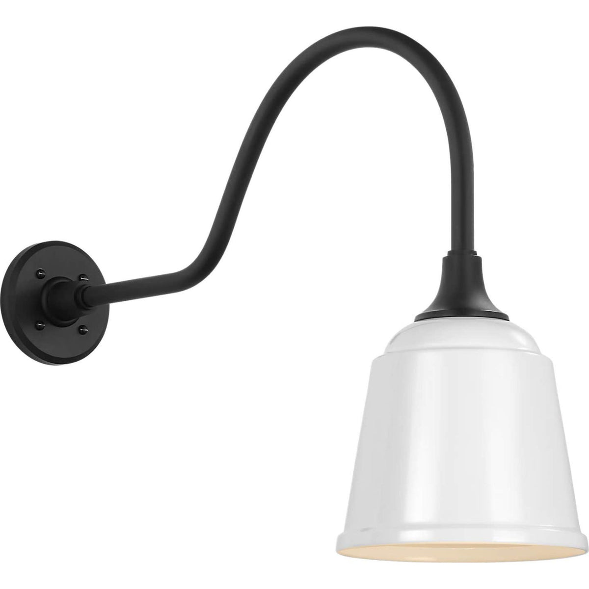 Thomas O'Brien Academy 23" Flynn Barn Light in Matte Black with 8" White Rockhouse Shade W8" x H18" x E26.5"
