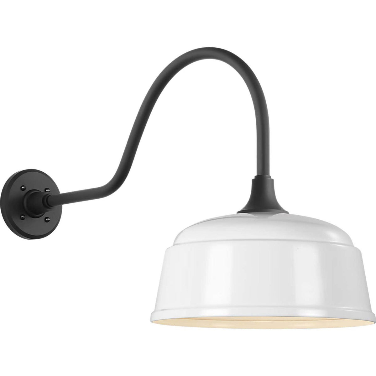 Thomas O'Brien Academy 23" Flynn Barn Light in Matte Black with 12.5" White Rockhouse Shade W12.5" x H16.5" x E28.75"