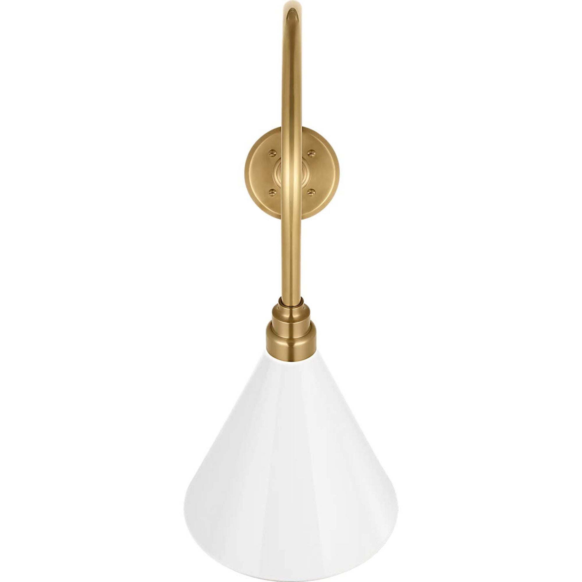 Thomas O'Brien Academy 26" Angled Flynn Barn Light in Hand-Rubbed Antique Brass with 9" White Conical Savannah Shade W9" x H23.25" x E26"