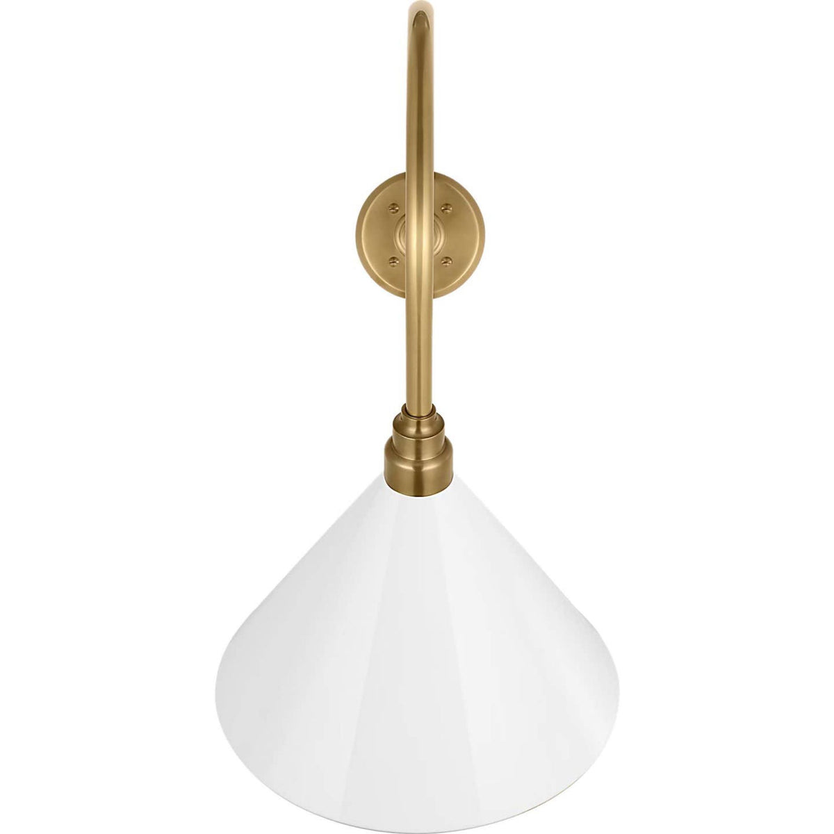 Thomas O'Brien Academy 26" Angled Flynn Barn Light in Hand-Rubbed Antique Brass with 12.5" White Conical Savannah Shade W12.5" x H24.25" x E26"