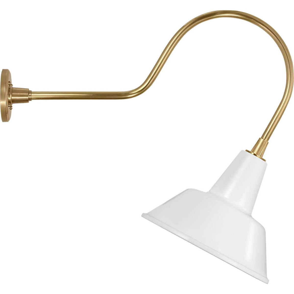 Thomas O'Brien Academy 26" Angled Flynn Barn Light in Hand-Rubbed Antique Brass with 12.5" White Bowers Shade W12.5" x H24" x E26"
