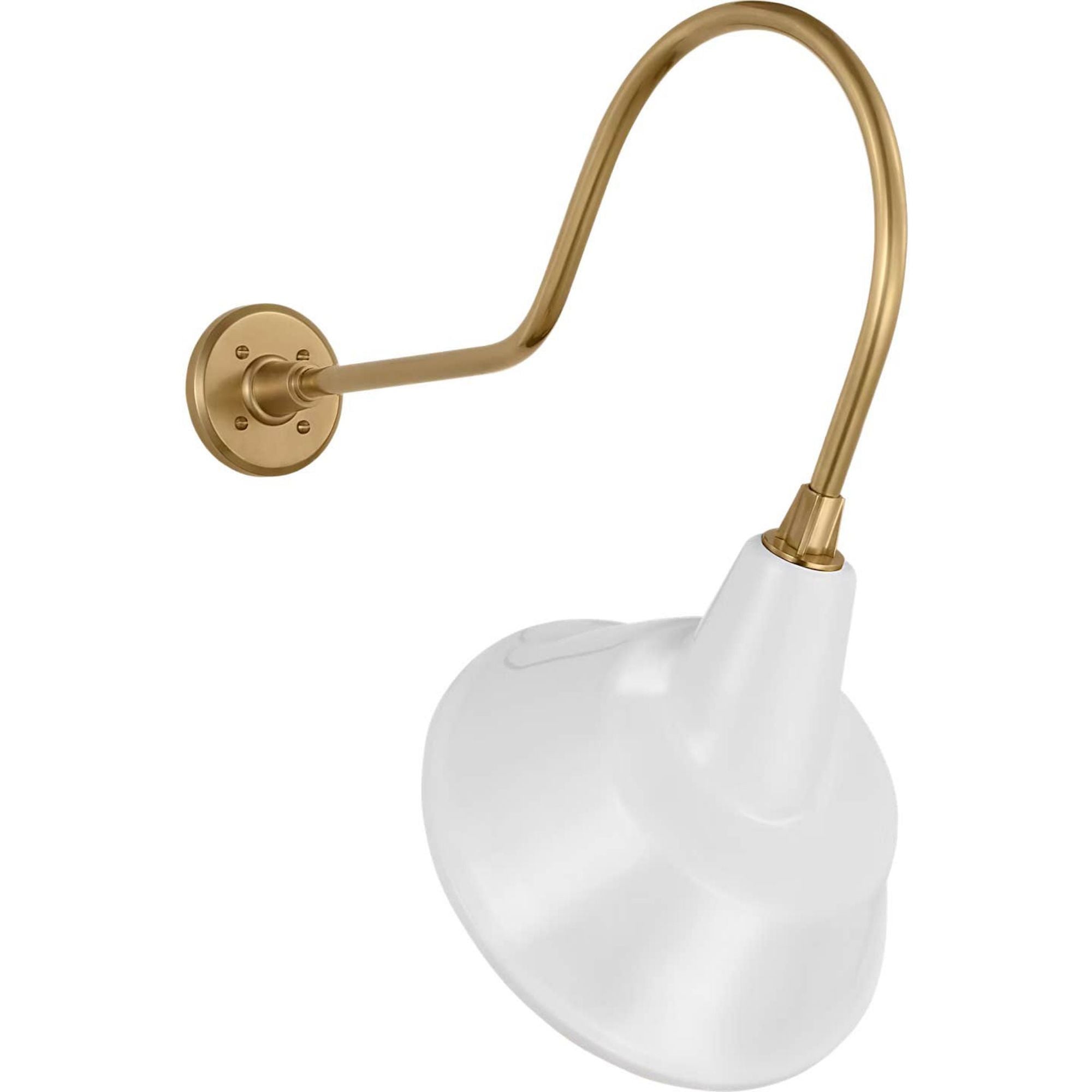 Thomas O'Brien Academy 26" Angled Flynn Barn Light in Hand-Rubbed Antique Brass with 12.5" White Tilted Bowers Shade W12.5" x H25.25" x E26"